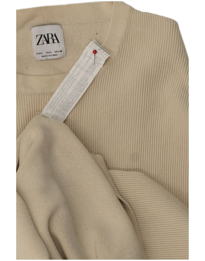 Zara Mens T-Shirt Top Large Beige Cotton