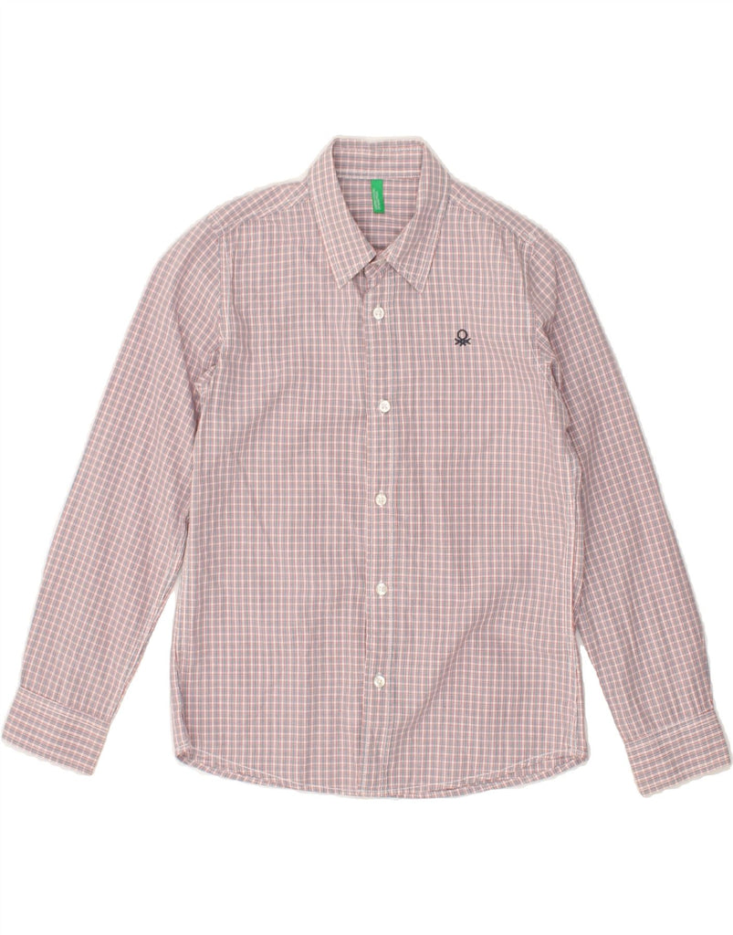 BENETTON Boys Shirt 13-14 Years  Pink Check Cotton | Vintage Benetton | Thrift | Second-Hand Benetton | Used Clothing | Messina Hembry 