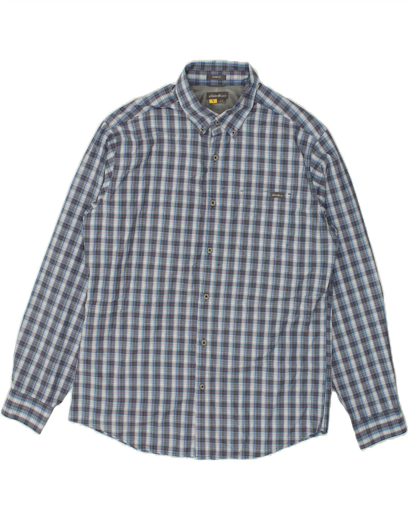 EDDIE BAUER Mens Classic Fit Shirt Large Blue Check Cotton | Vintage Eddie Bauer | Thrift | Second-Hand Eddie Bauer | Used Clothing | Messina Hembry 