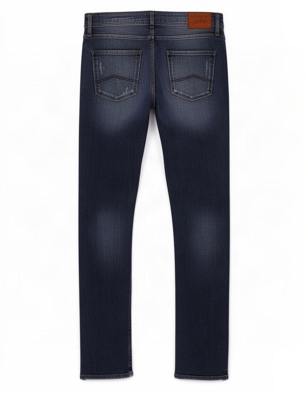 Armani Exchange Mens J13 Distressed Slim Jeans W31 L32 Navy Blue Cotton