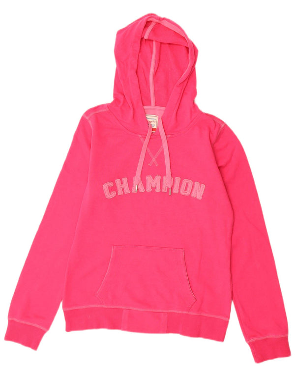 CHAMPION Womens Heritage Fit Graphic Hoodie Jumper UK 10 Small Pink Cotton