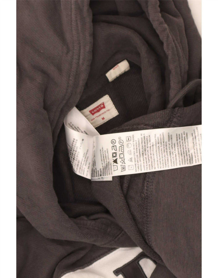 Levi's Mens Graphic Hoodie Jumper Medium Grey Colourblock Cotton
