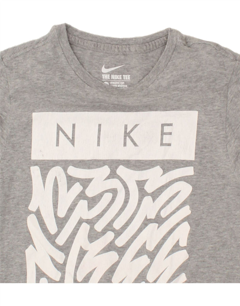 NIKE Womens Athletic Cut Graphic T-Shirt Top UK 6 XS Grey Cotton Vintage Nike and Second-Hand Nike from Messina Hembry 