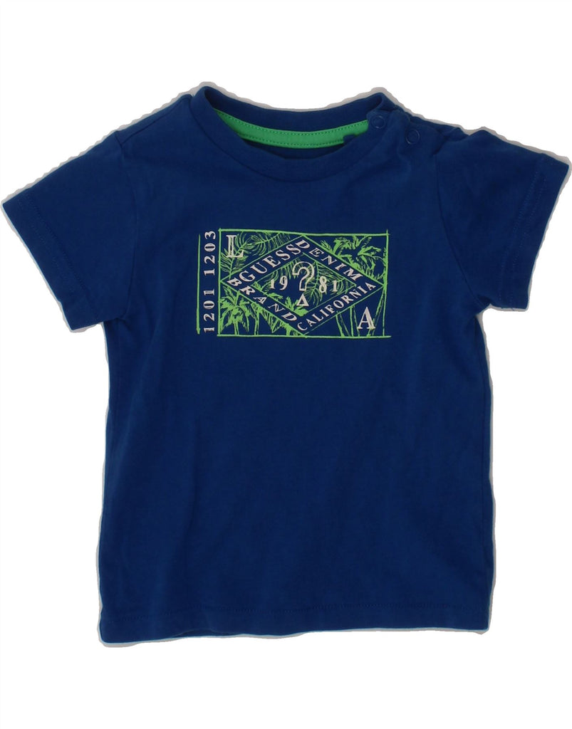 GUESS Baby Boys Graphic T-Shirt Top 6-9 Months Navy Blue Cotton Vintage Guess and Second-Hand Guess from Messina Hembry 