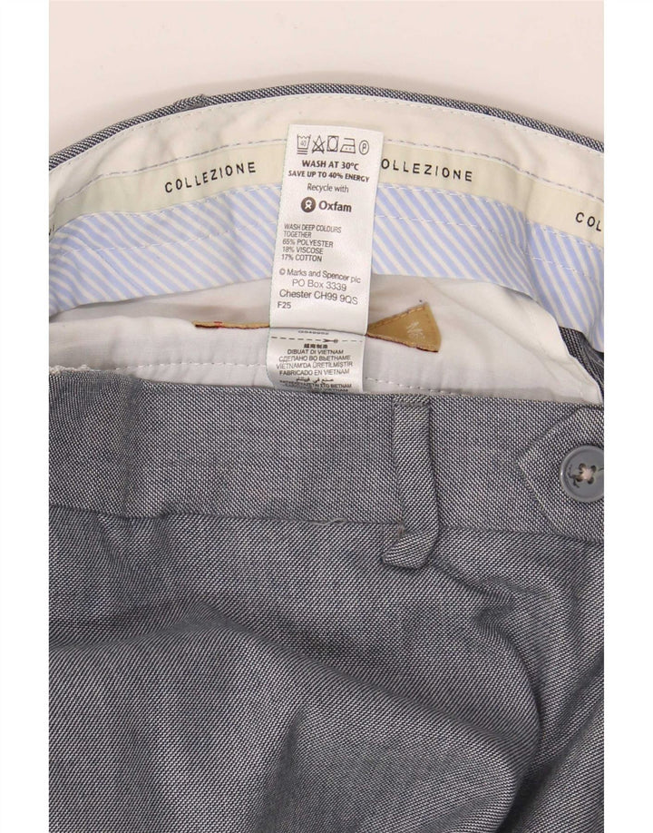 Marks & Spencer Mens Straight Suit Trousers W38 L29 Blue Polyester