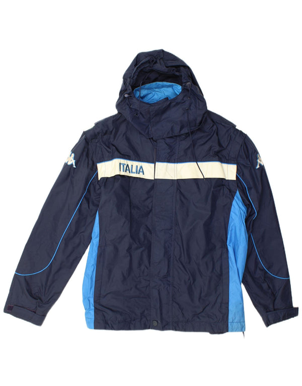 Kappa Mens Graphic Windbreaker Jacket UK 40 Large Navy Blue Colourblock