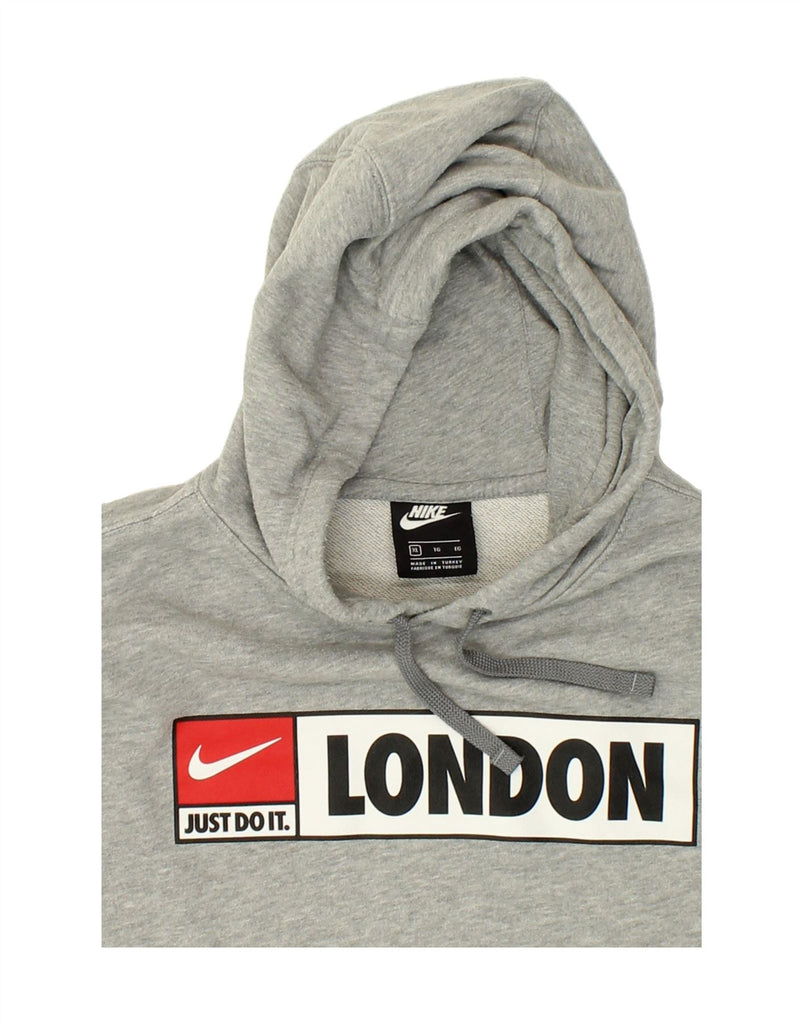 NIKE Mens London Graphic Hoodie Jumper XL Grey Cotton | Vintage Nike | Thrift | Second-Hand Nike | Used Clothing | Messina Hembry 