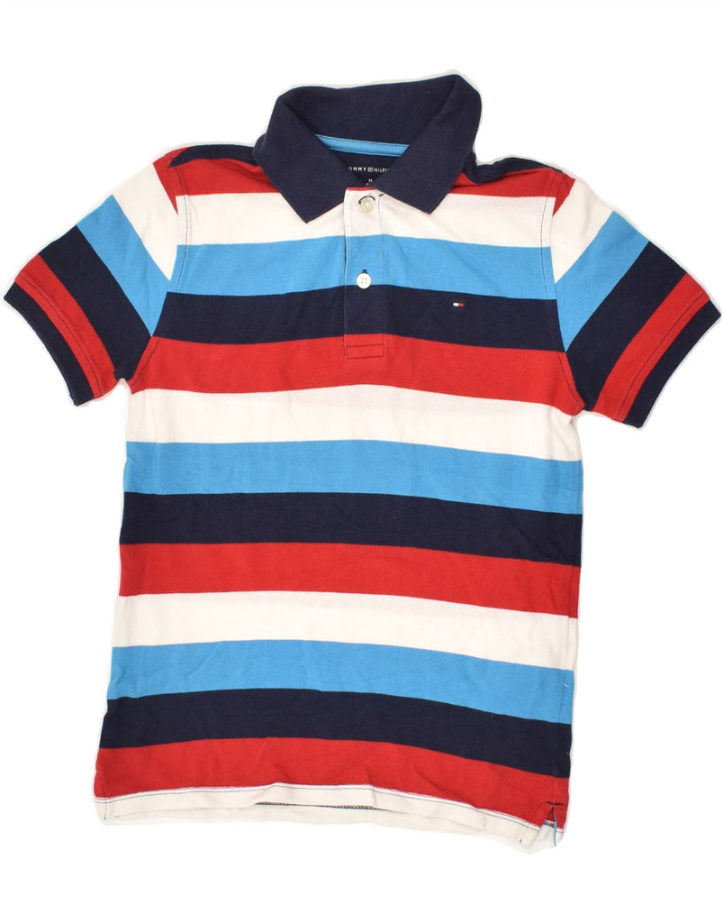 TOMMY HILFIGER Boys Polo Shirt 8-9 Years Medium Multicoloured Striped | Vintage Tommy Hilfiger | Thrift | Second-Hand Tommy Hilfiger | Used Clothing | Messina Hembry 