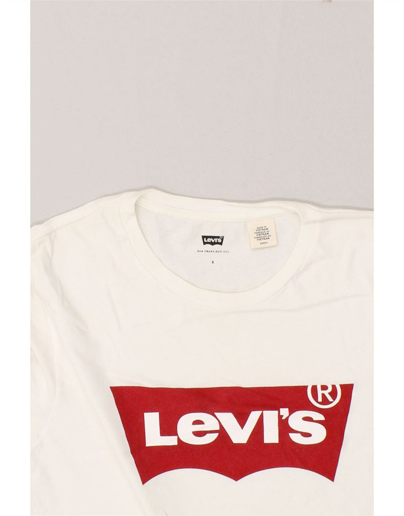 LEVI'S Mens Graphic T-Shirt Top Small Off White Cotton Vintage Levi's and Second-Hand Levi's from Messina Hembry 