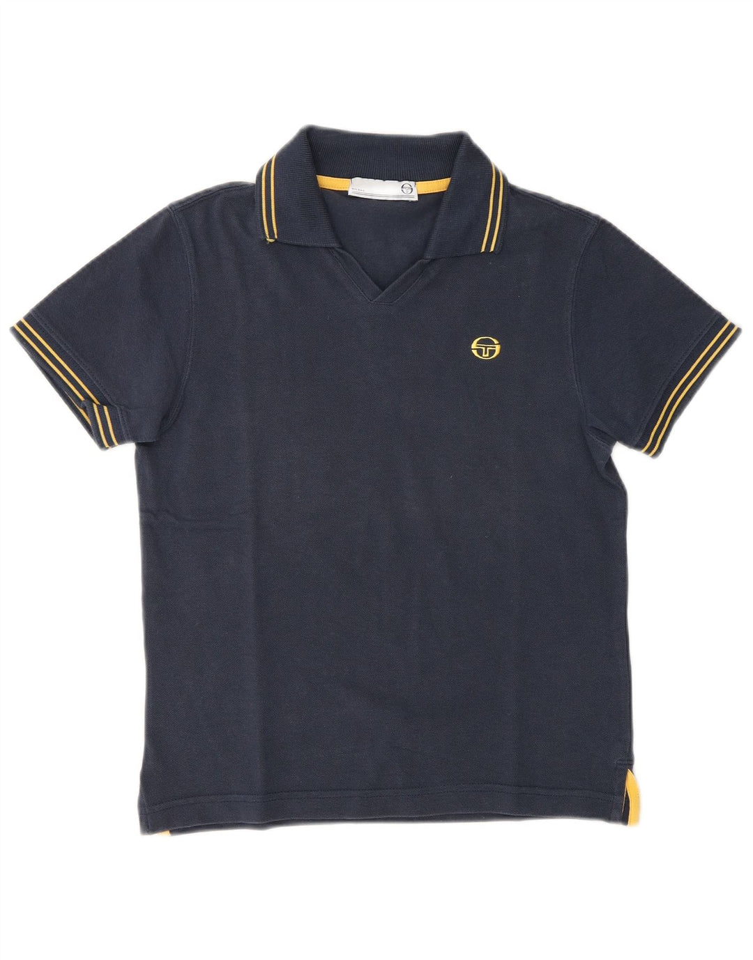Sergio Tacchini Womens Polo Shirt UK 12 Medium Navy Blue Cotton