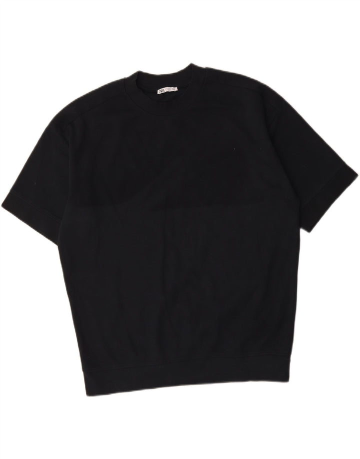 Zara Mens T-Shirt Top Large Navy Blue