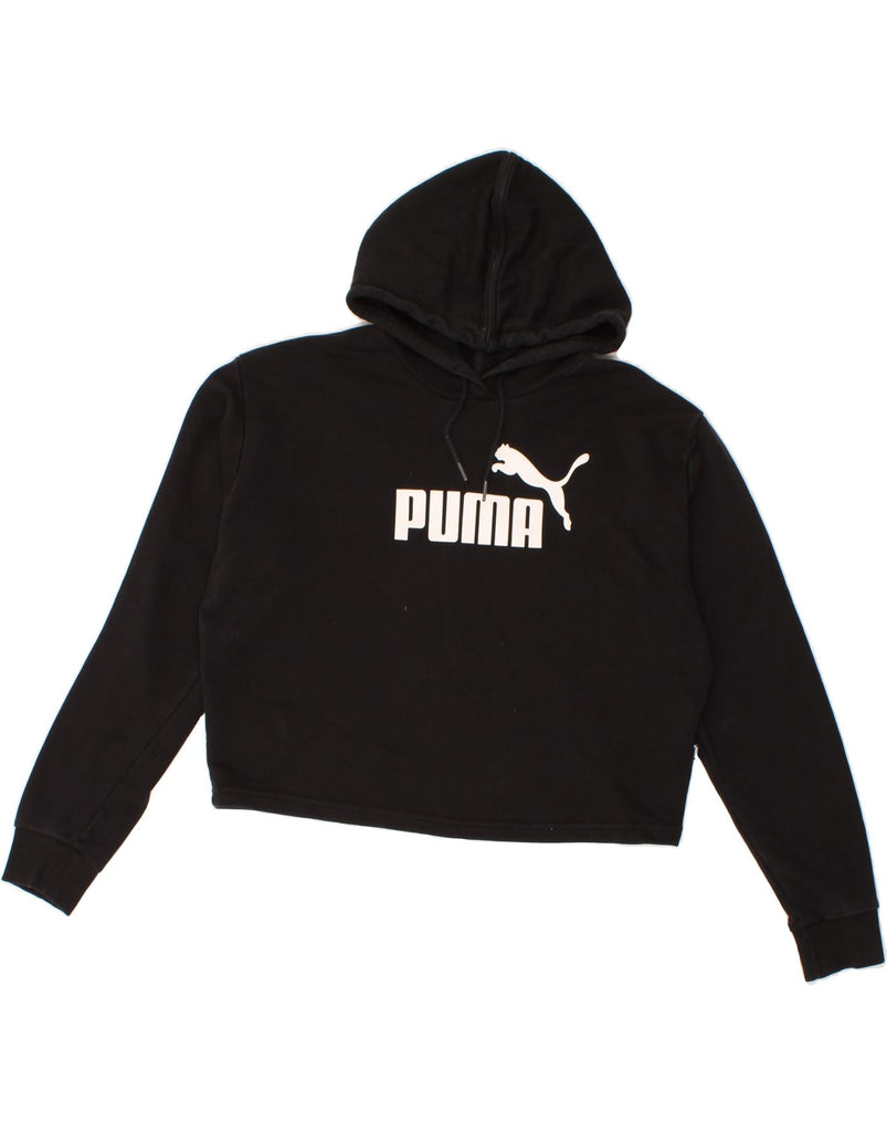 PUMA Womens Oversized Graphic Hoodie Jumper UK 16 Large Black Cotton Vintage Puma and Second-Hand Puma from Messina Hembry 