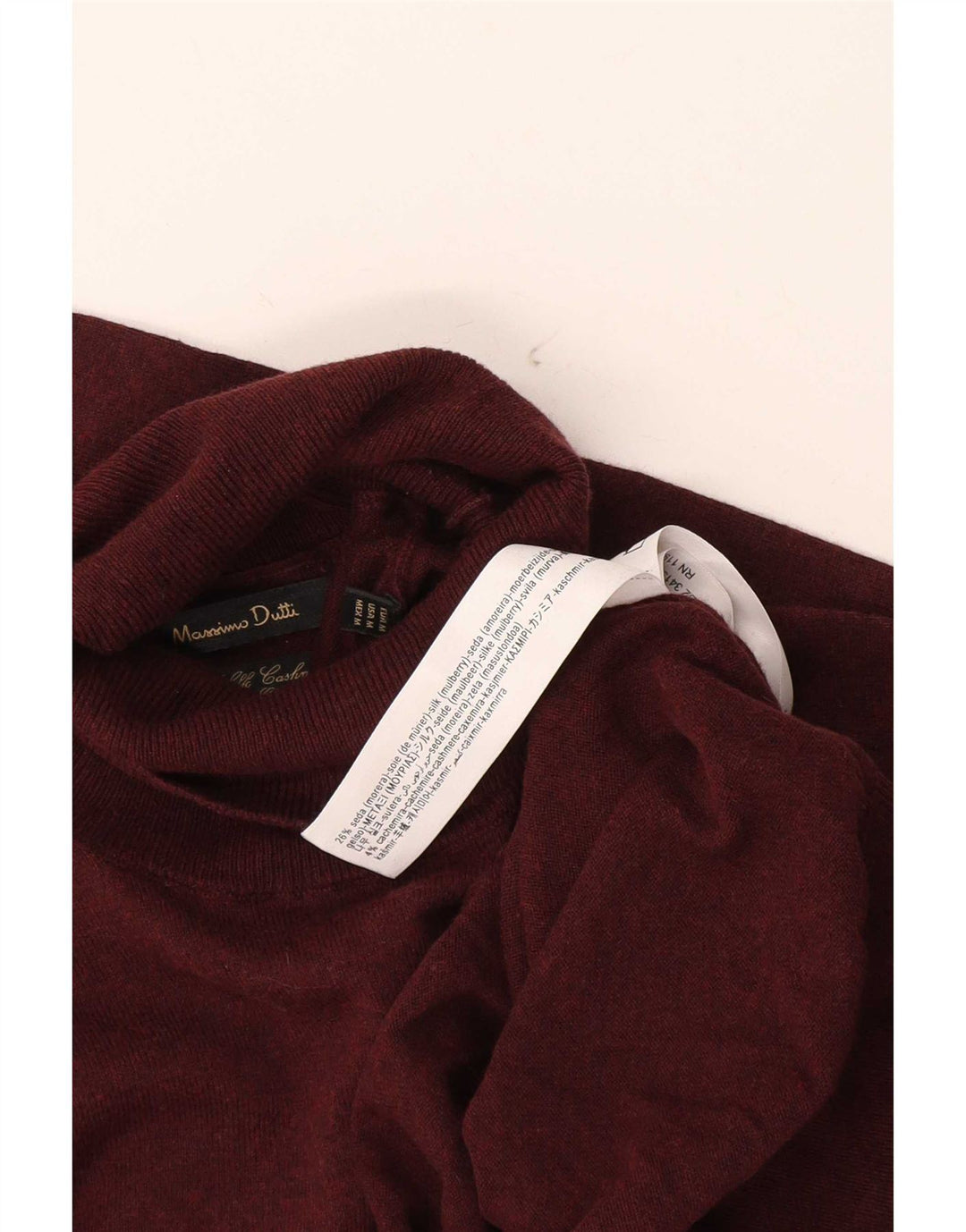 Massimo Dutti Mens Roll Neck Jumper Sweater Medium Burgundy Silk