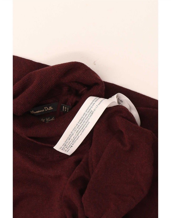 Massimo Dutti Mens Roll Neck Jumper Sweater Medium Burgundy Silk