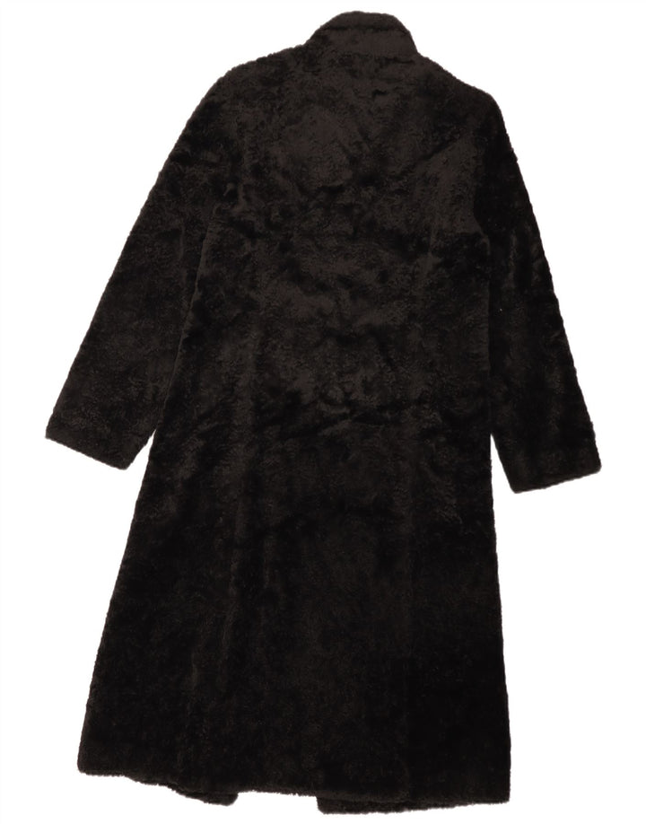 LAURA ASHLEY Womens Faux Fur Overcoat UK 8 Small Black Viscose