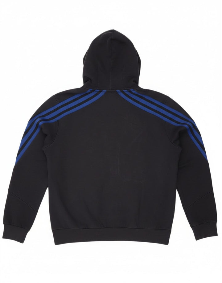 Adidas Mens Zip Hoodie Sweater Large Navy Blue Cotton