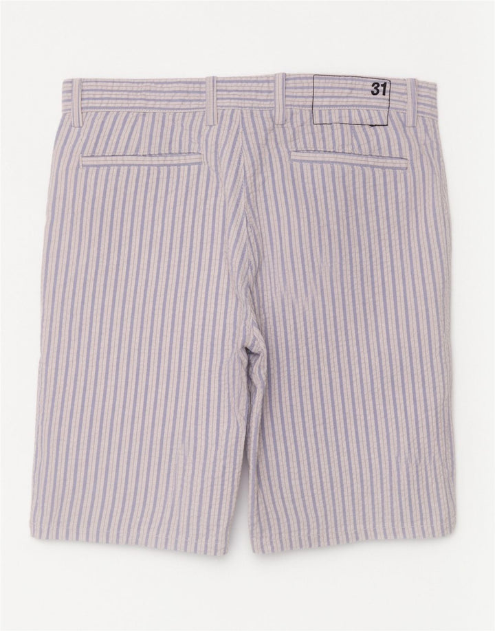 Sun68 Mens Chino Shorts W31 Medium Blue Striped Cotton