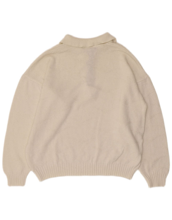 Vintage Mens Polo Neck Jumper Sweater Medium White