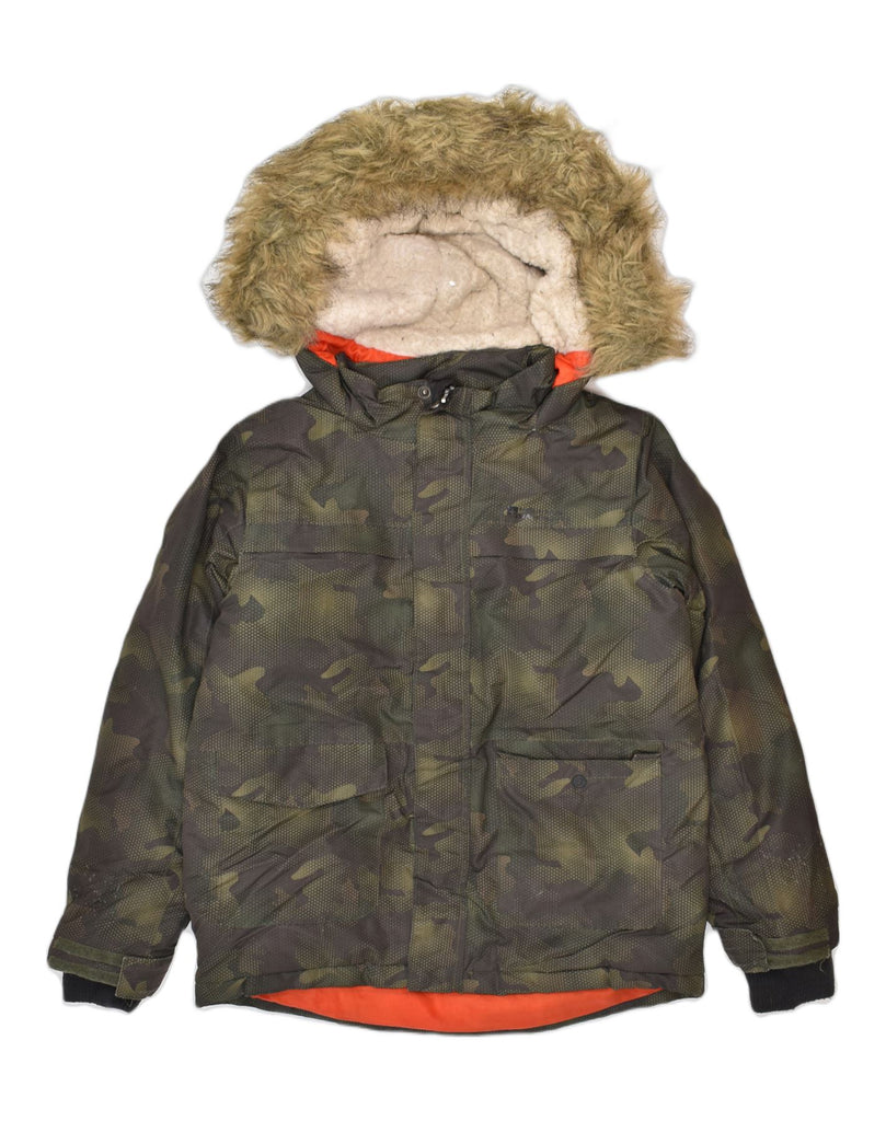 MOUNTAIN WAREHOUSE Boys Hooded Windbreaker Jacket 7-8 Years Khaki | Vintage | Thrift | Second-Hand | Used Clothing | Messina Hembry 