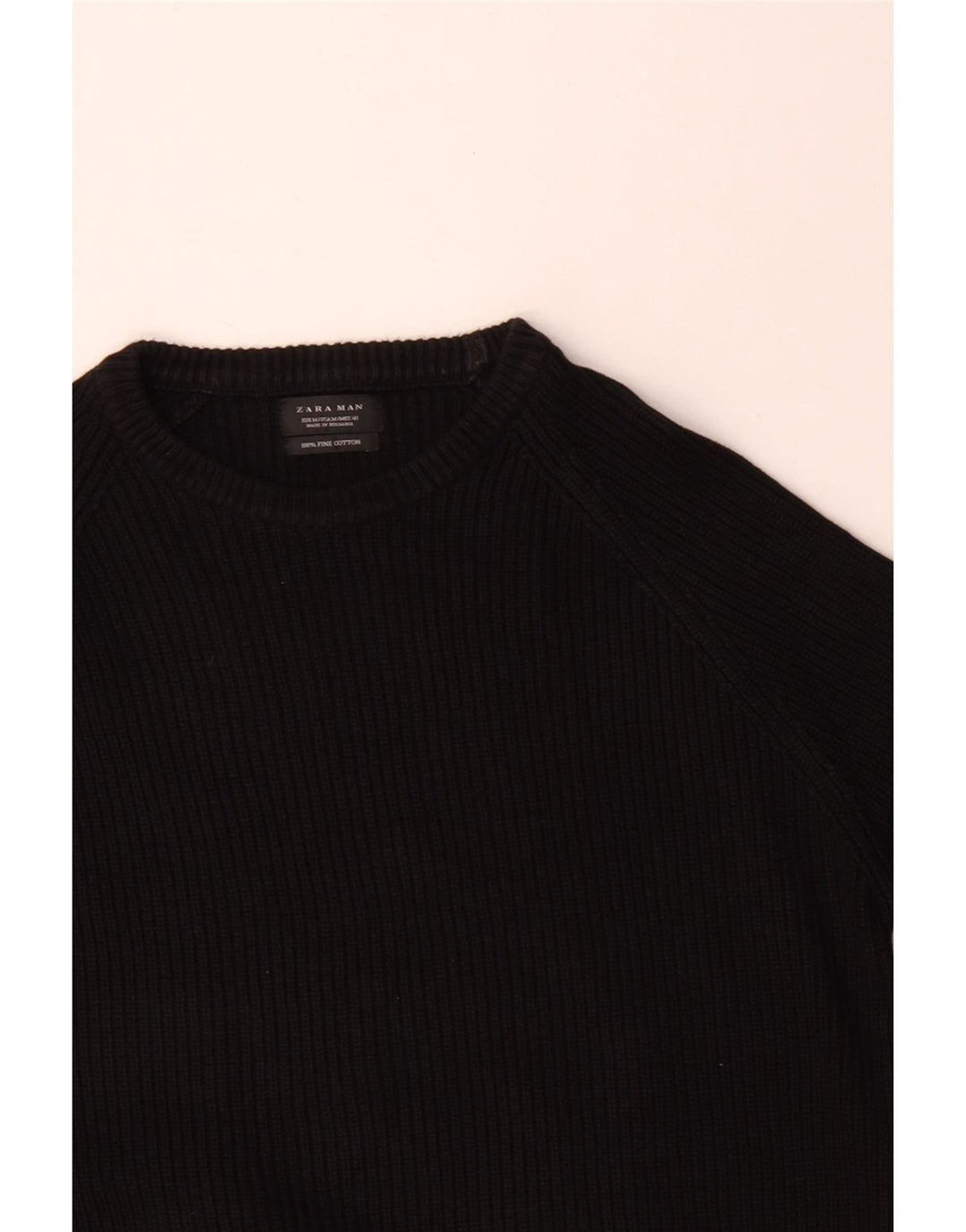 Zara Mens Boat Neck Jumper Sweater Medium Black Cotton