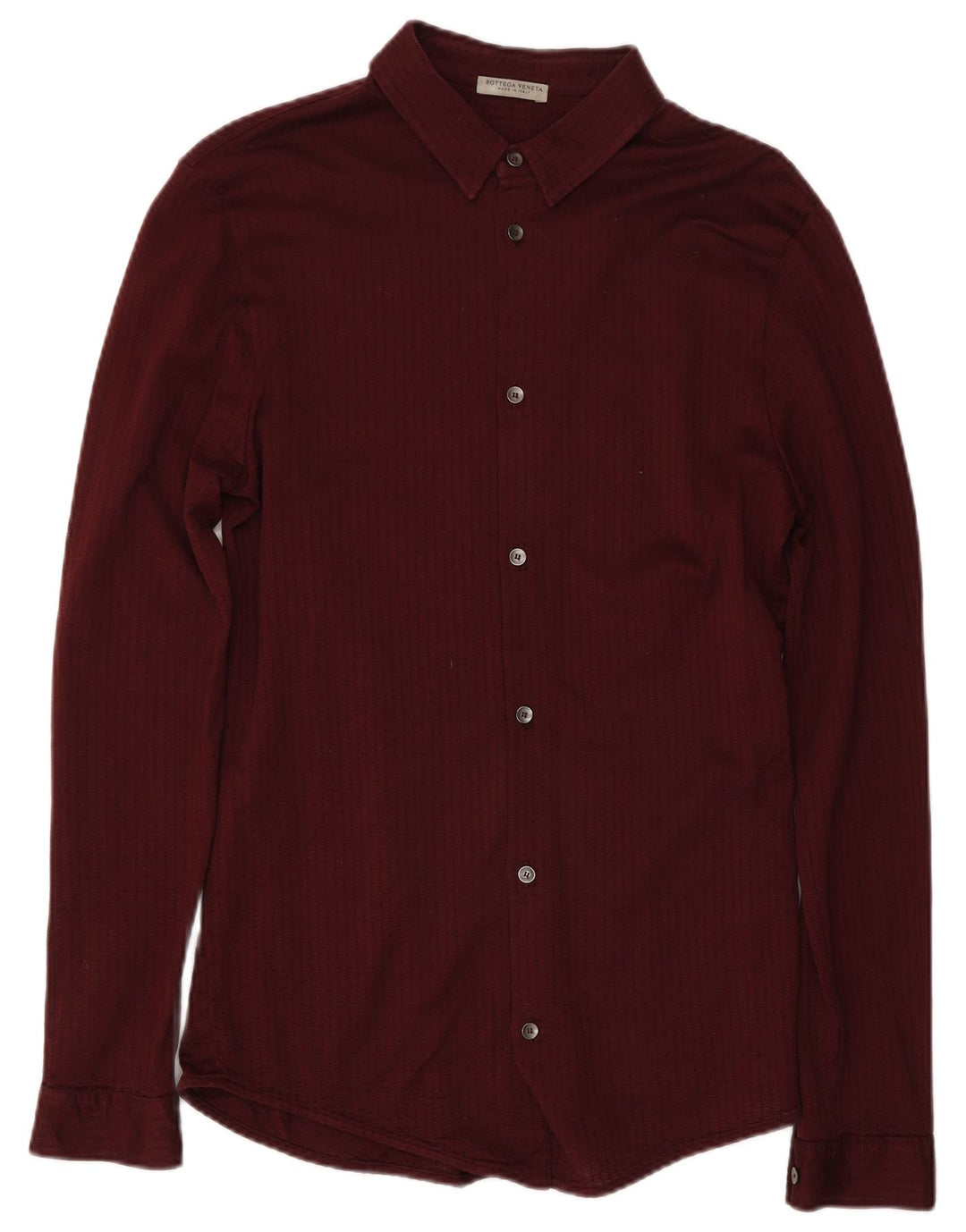 Bottega Veneta Mens Shirt IT 48 Medium Burgundy Pinstripe