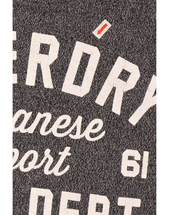 SUPERDRY Mens Graphic T-Shirt Top Medium Grey Flecked Cotton