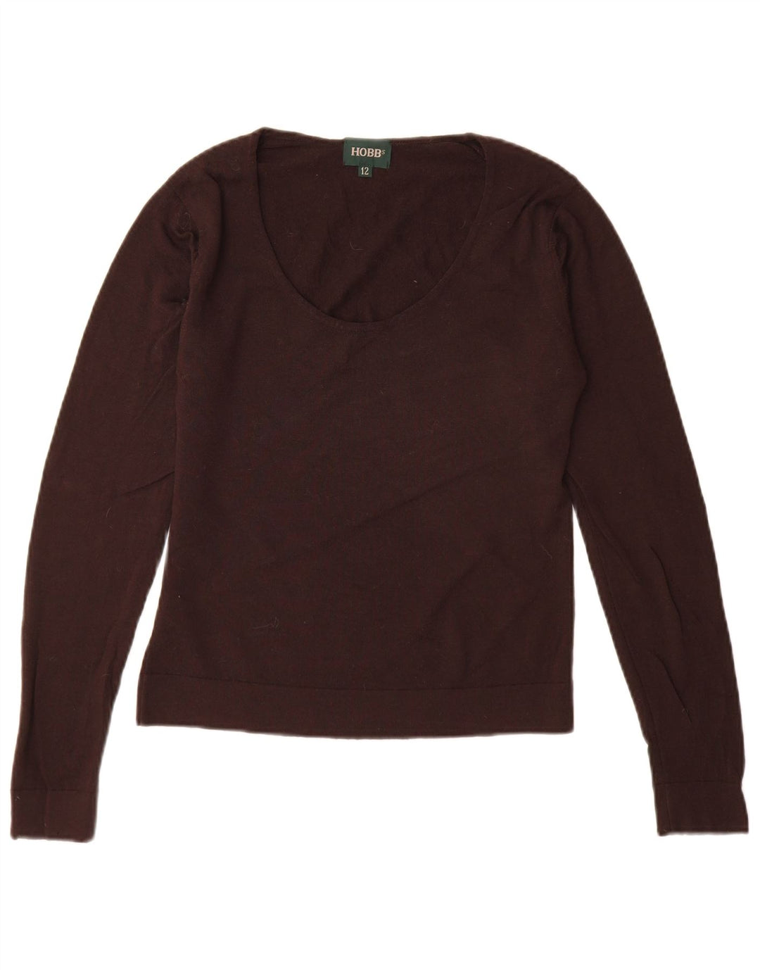 HOBBS Womens Boat Neck Jumper Sweater UK 12 Medium Brown New Wool