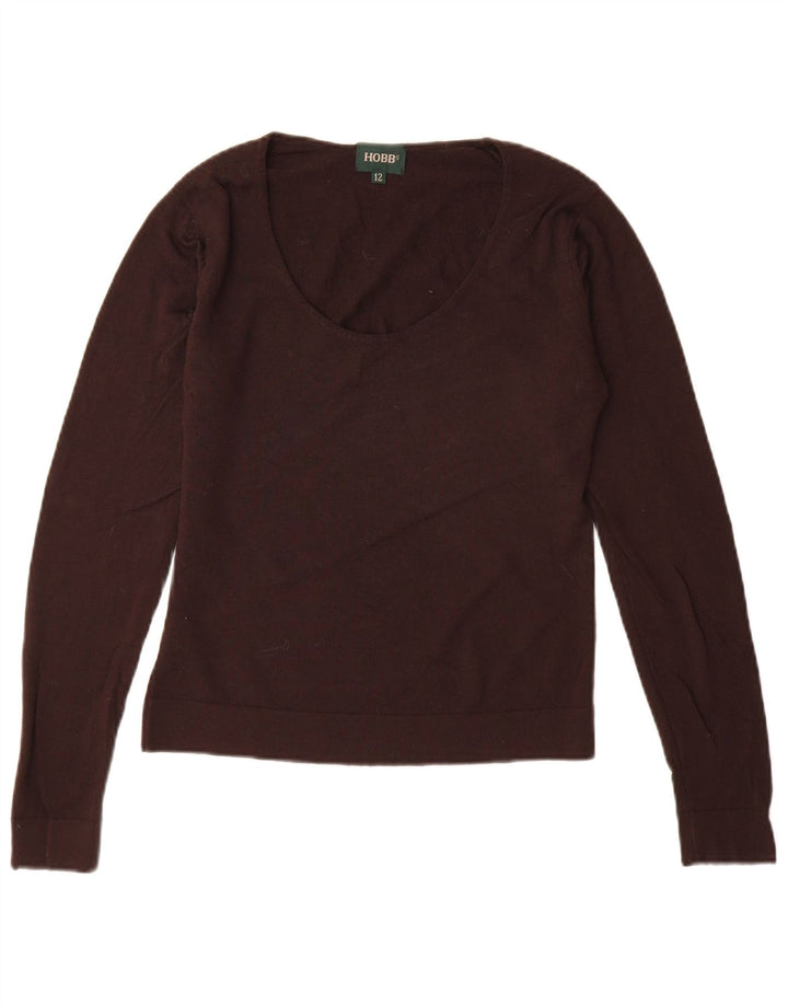 HOBBS Womens Boat Neck Jumper Sweater UK 12 Medium Brown New Wool
