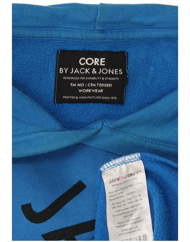 JACK & JONES Mens Graphic Hoodie Jumper XL Blue Cotton