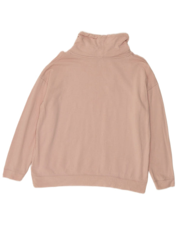 John Lewis Womens Roll Neck Sweatshirt Jumper UK 14 Large Pink Cotton