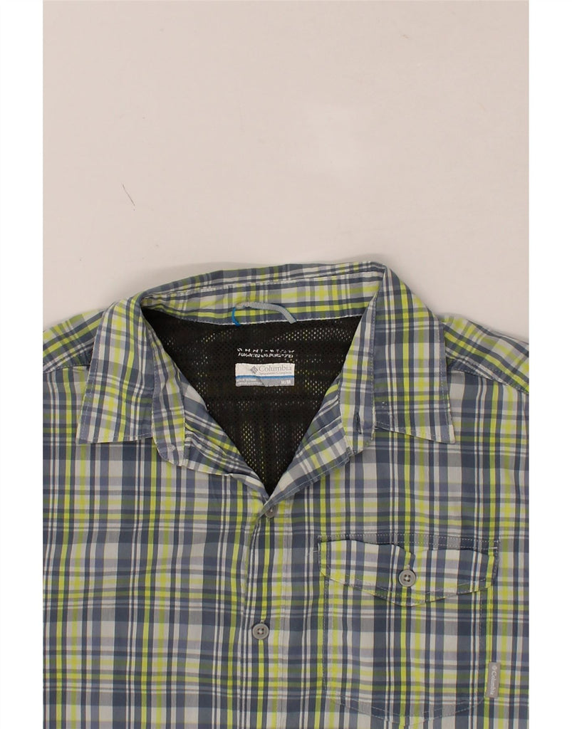COLUMBIA Mens Omni-Wick Short Sleeve Shirt Medium Green Check Cotton Vintage Columbia and Second-Hand Columbia from Messina Hembry 