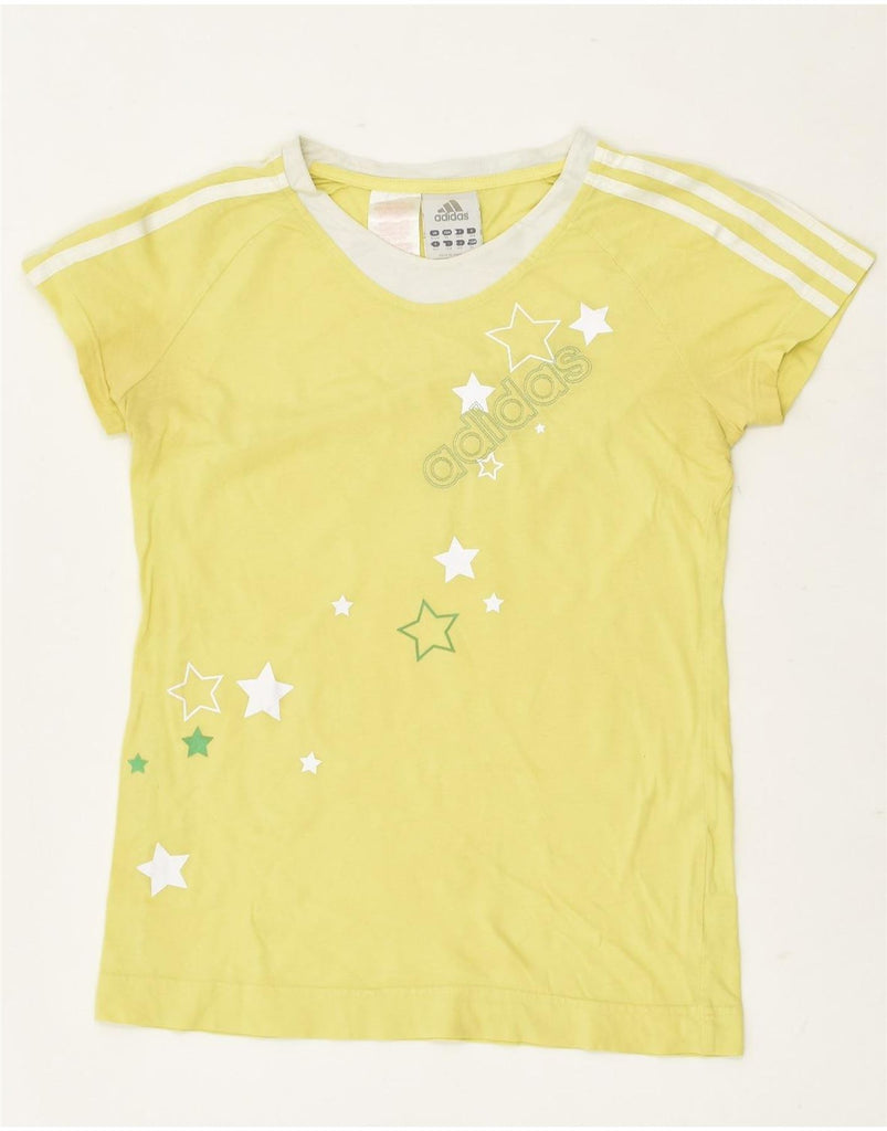 ADIDAS Girls Graphic T-Shirt Top 13-14 Years XL Yellow Geometric Cotton | Vintage Adidas | Thrift | Second-Hand Adidas | Used Clothing | Messina Hembry 