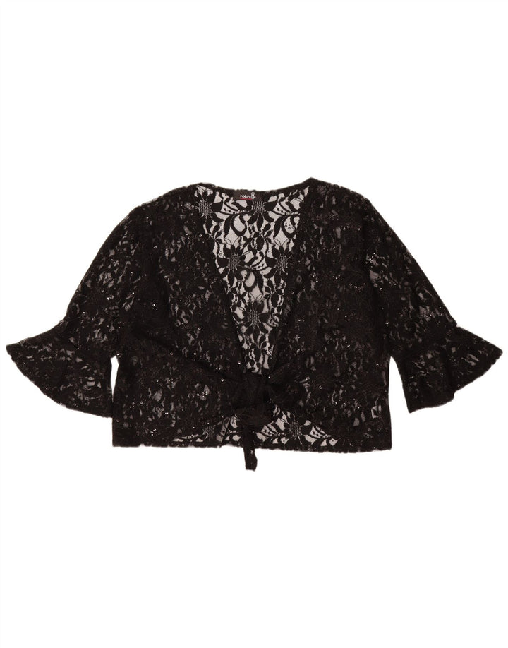 Nouvelle Womens Front Tie See Through Top UK 20/22 2XL Black Floral