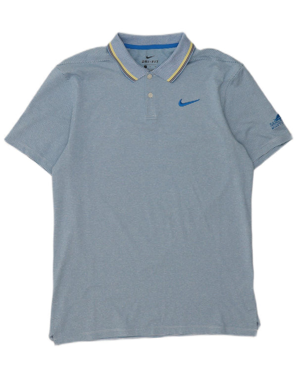 Nike Mens Dri Fit Polo Shirt Small Blue Striped Polyester
