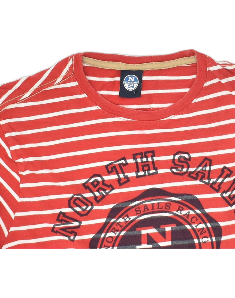 NORTH SAILS Mens Graphic T-Shirt Top Medium Red Striped Cotton | Vintage North Sails | Thrift | Second-Hand North Sails | Used Clothing | Messina Hembry 