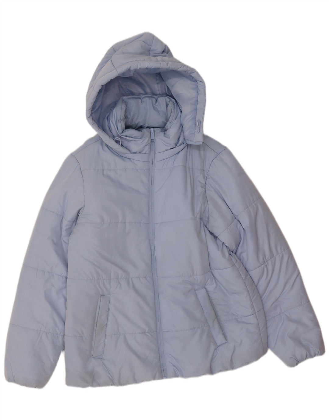 Marks & Spencer Womens Hooded Padded Jacket UK 14 Large Blue Polyester