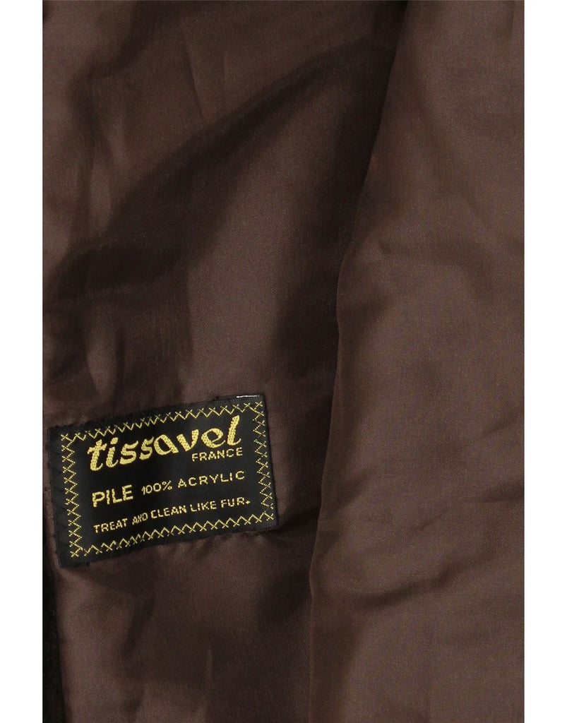 TISSAVEL Womens Faux Fur Jacket UK 14 Medium Brown Acrylic Vintage Tissavel and Second-Hand Tissavel from Messina Hembry 