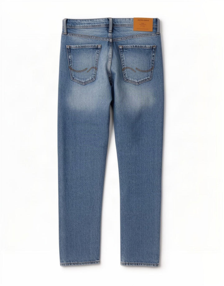 Jack & Jones Mens Chris Straight Jeans W30 L32 Blue Cotton