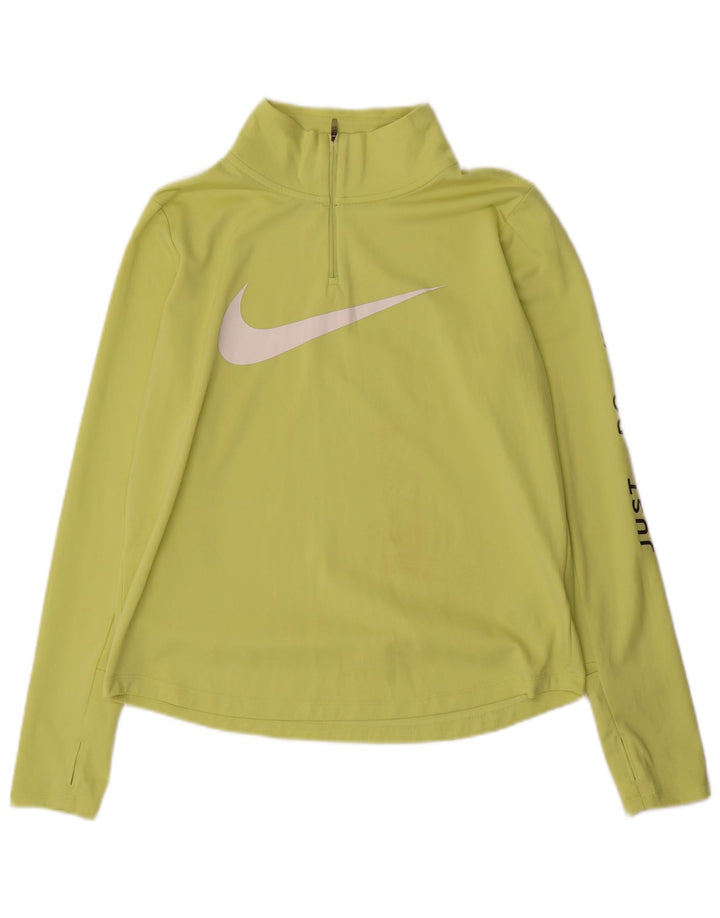 Nike Womens Dri Fit Graphic Pullover Tracksuit Top UK 14 Medium Green