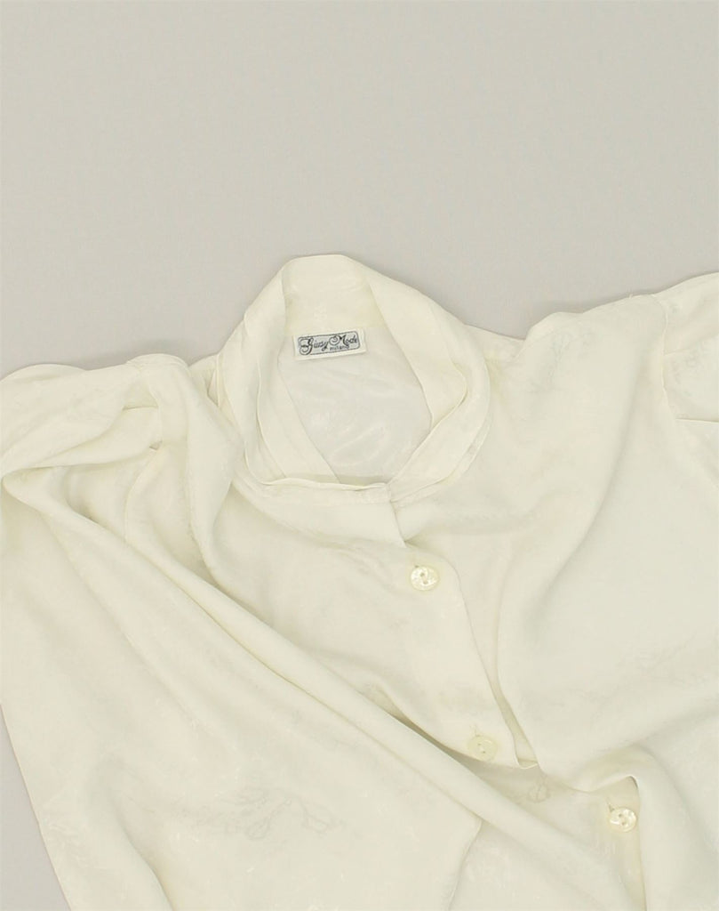 VINTAGE Womens Shirt UK 14 Medium White Polyester | Vintage Vintage | Thrift | Second-Hand Vintage | Used Clothing | Messina Hembry 