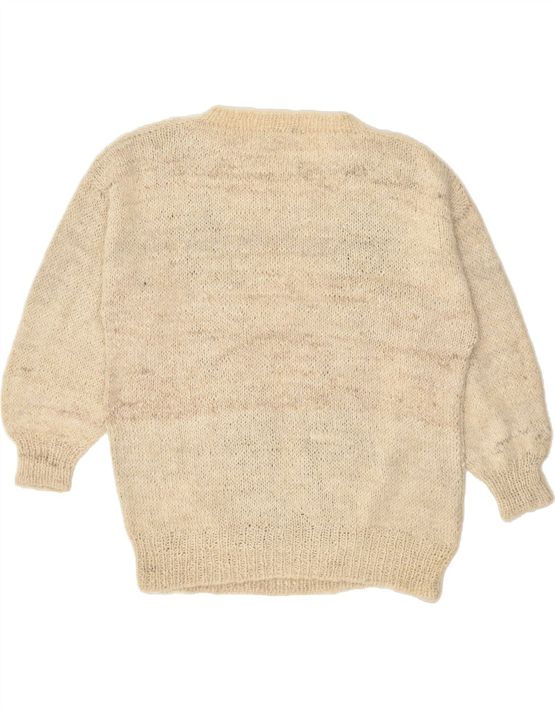 VINTAGE Womens Crew Neck Jumper Sweater UK 16 Large Beige Wool | Vintage Vintage | Thrift | Second-Hand Vintage | Used Clothing | Messina Hembry 