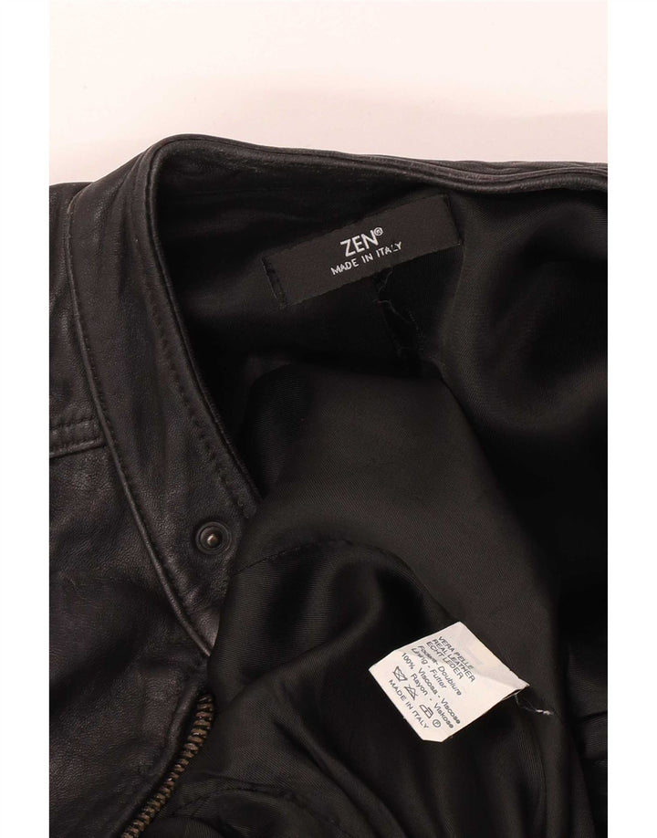 Zen Mens Leather Jacket EU 50 Medium Black Leather