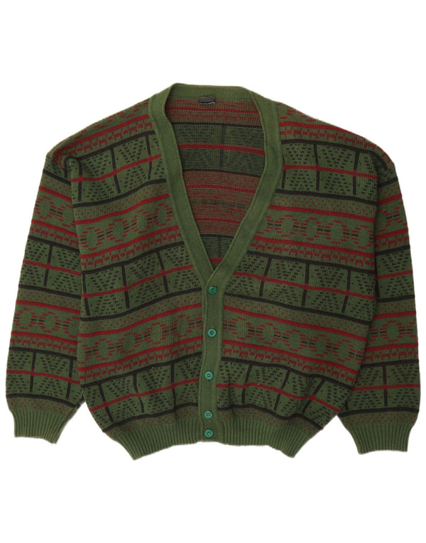 Mr. Forrest Mens Cardigan Sweater XL Green Geometric
