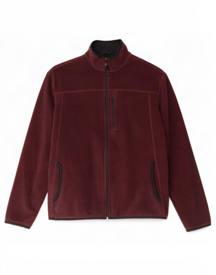 Marks & Spencer Mens Fleece Jacket UK 40 Large Burgundy Polyester