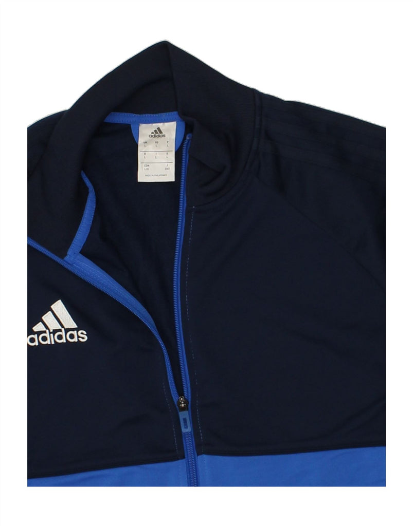 ADIDAS Mens Tracksuit Top Jacket Large Navy Blue Colourblock Polyester | Vintage Adidas | Thrift | Second-Hand Adidas | Used Clothing | Messina Hembry 