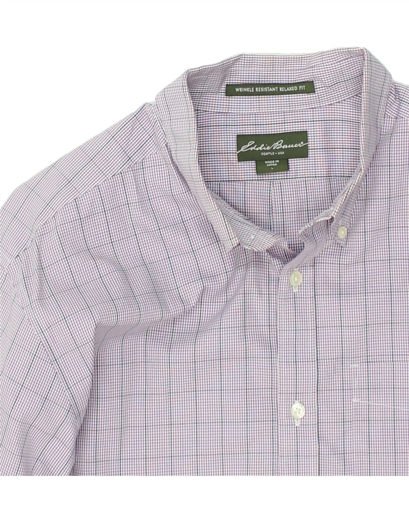 EDDIE BAUER Mens Wrinkle Resistant Relaxed Fit Shirt Large Purple Check | Vintage Eddie Bauer | Thrift | Second-Hand Eddie Bauer | Used Clothing | Messina Hembry 