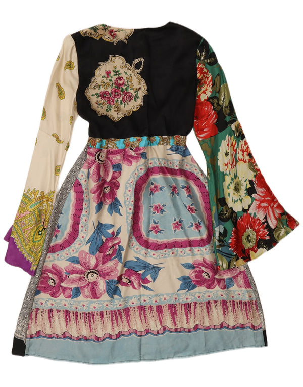 Vintage Womens Long Sleeve A-Line Dress IT 40 Medium Multicoloured