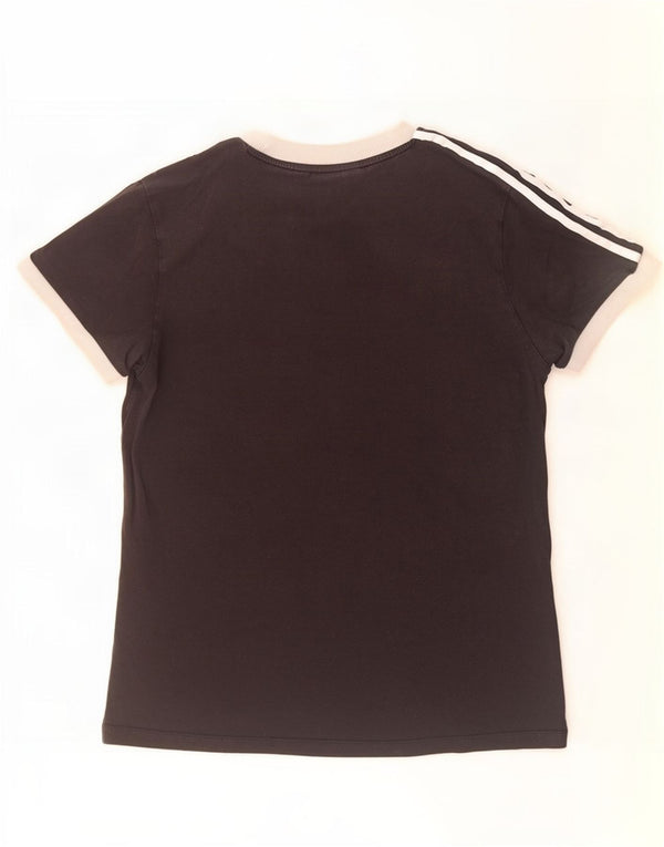 Adidas Womens T-Shirt Top UK 12 Medium Black Colourblock Cotton