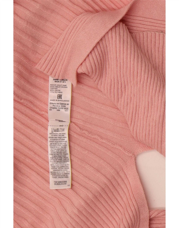 Marks & Spencer Womens Longline Open Cardigan Sweater UK 14 Medium Pink