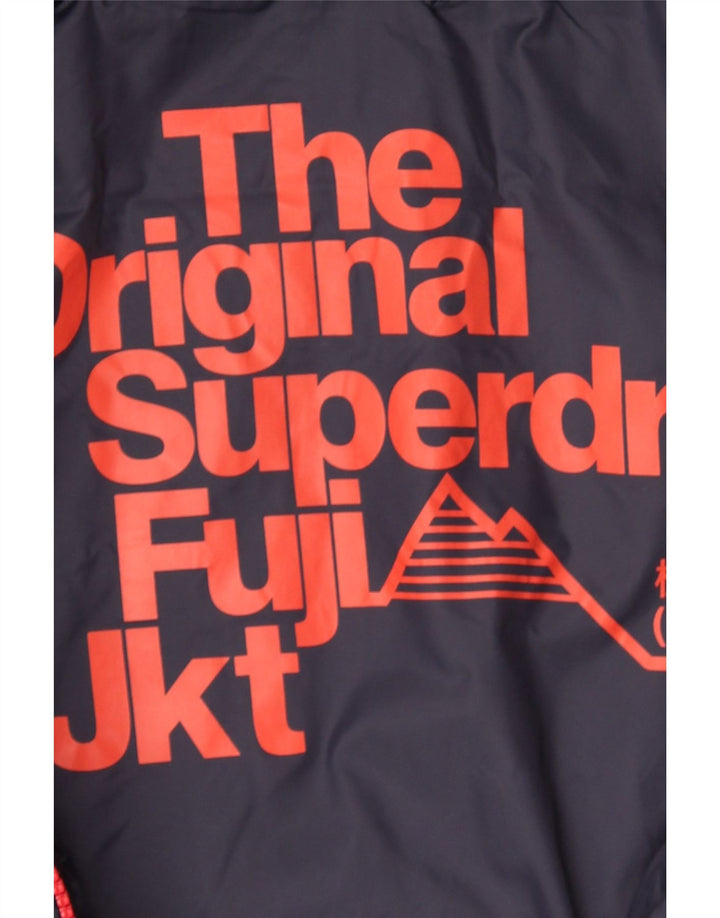 Superdry Womens Hooded Padded Jacket UK 10 Small Navy Blue Nylon